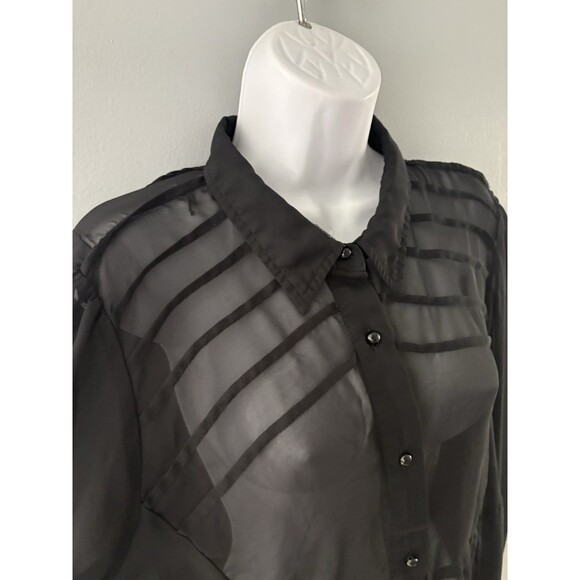 Madison Paige Blouse Size 1X Black Sheer Button Front Whimsigoth Witchy Romance - Picture 3 of 16